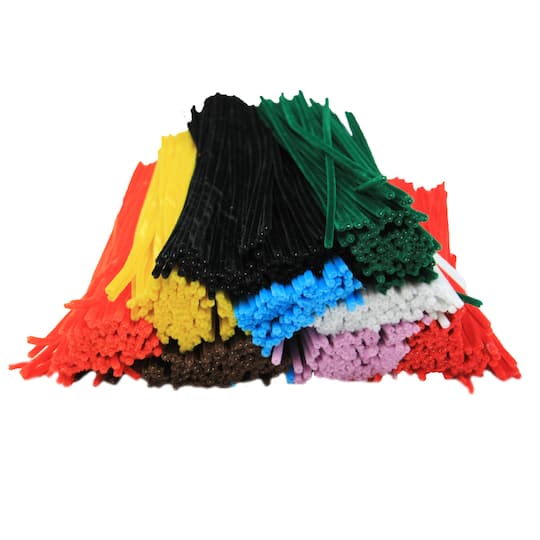 Charles Leonard Chenille 12&#x22; Stems, Assorted Colors, Pack of 1000